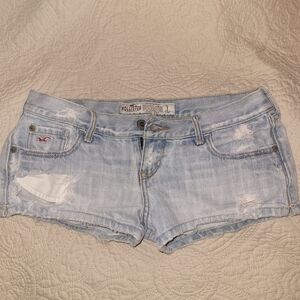 Hollister Light Blue Ripped Denim Cutoff Shorts